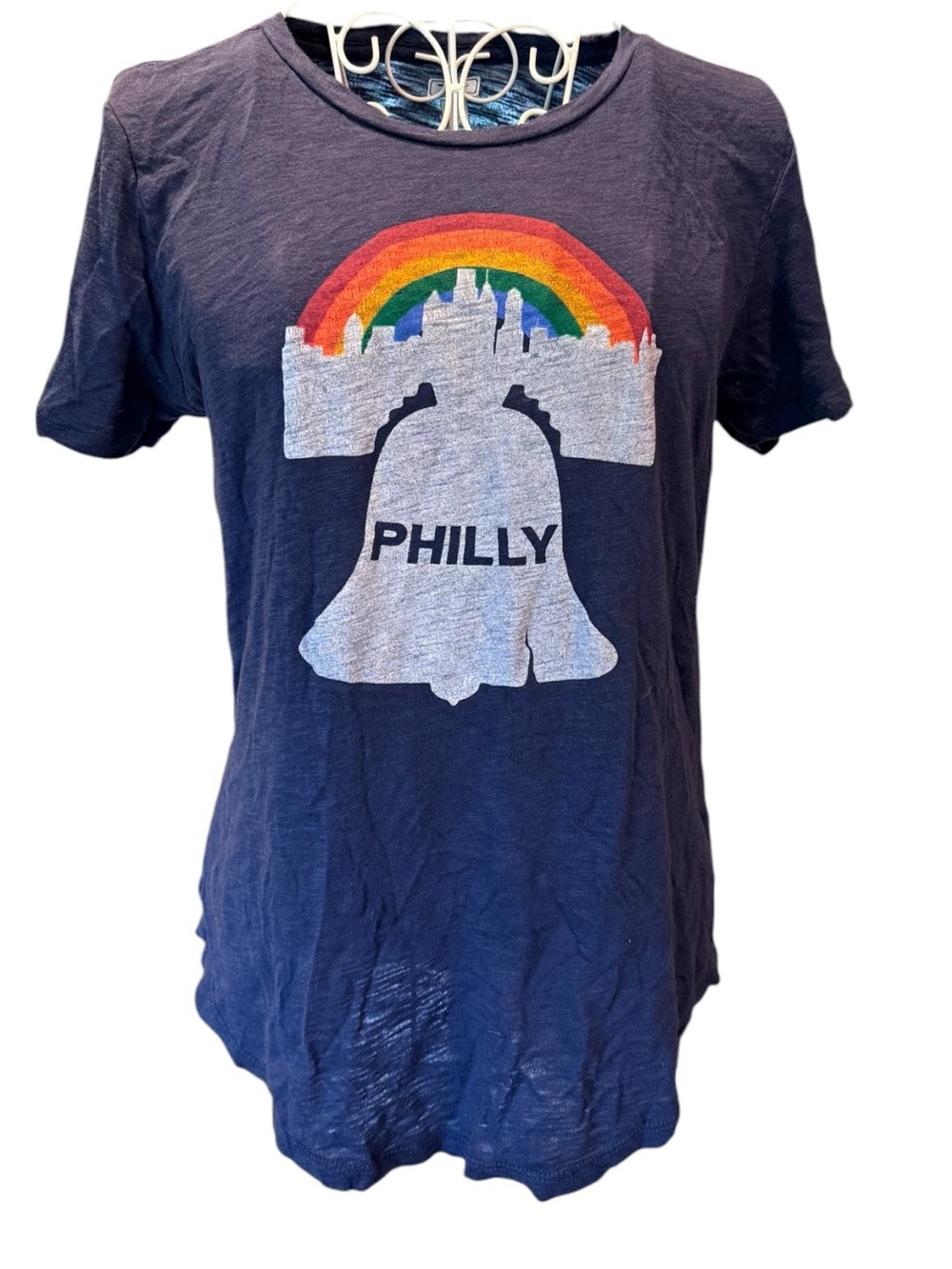 Tailgate Philadelphia Philly Pride Rainbow Liberty Bell Graphic Tee Medium